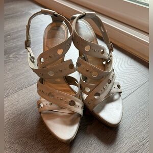 DIOR Rare Colorway Embossed Suede Bubble Cross Strap Platform Sandals Sz 38.5